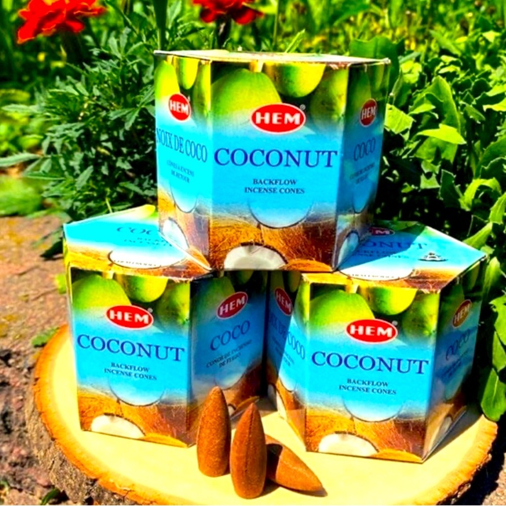 3 Packs Coconut Backflow Incense Cones - 120 Incense Cones